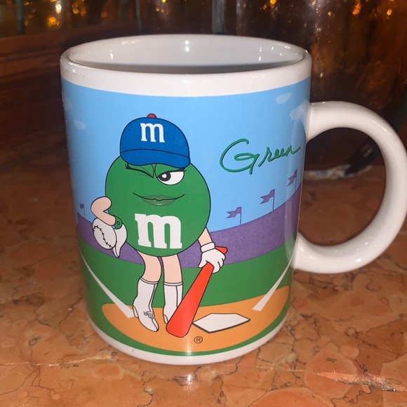 Y2k Vintage M&Ms Green & Yellow Sports Coffee Mug - Picture 1 of 4